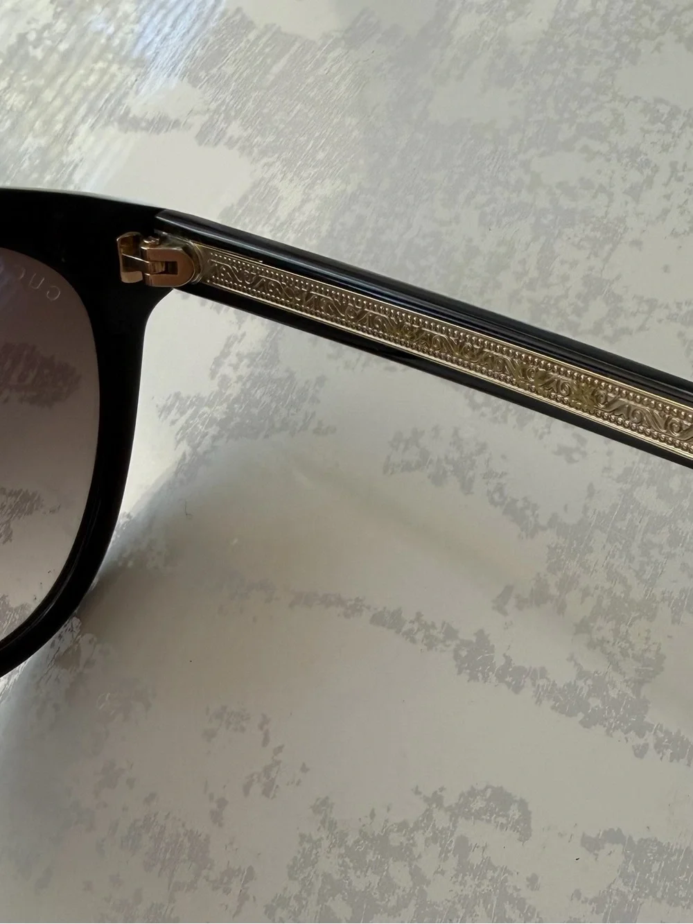Gucci Black Square Sunglasses with Gold Accents